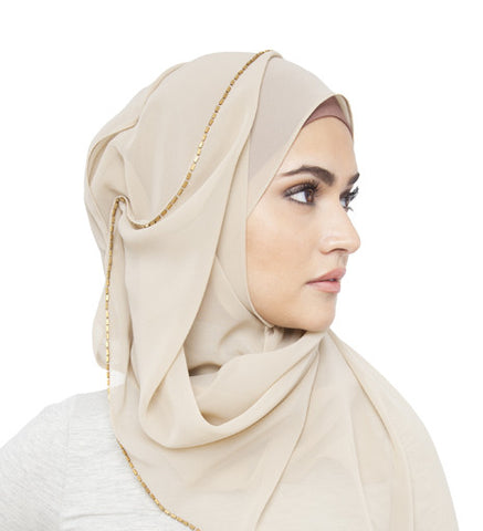Mink Gold Trim Hijab