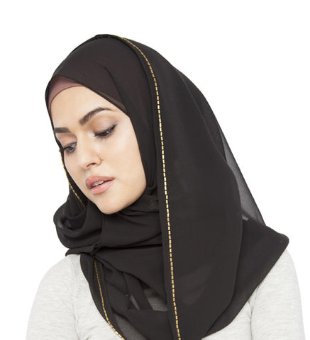 Black Gold Trim Hijab